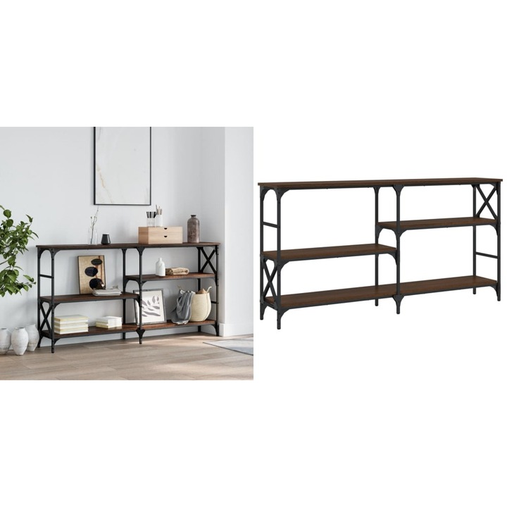 Masuta consola, stejar maro, 150x29x76, 5 cm, lemn prelucrat