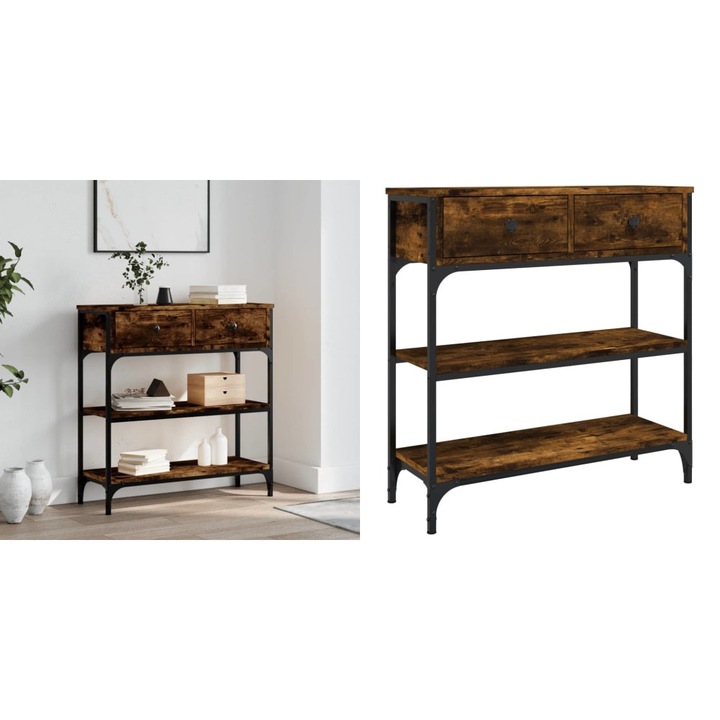 Masuta consola, stejar fumuriu, 72, 5x25x75 cm, lemn prelucrat