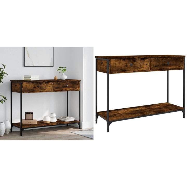 Masuta consola, stejar fumuriu, 100x34, 5x75 cm, lemn prelucrat
