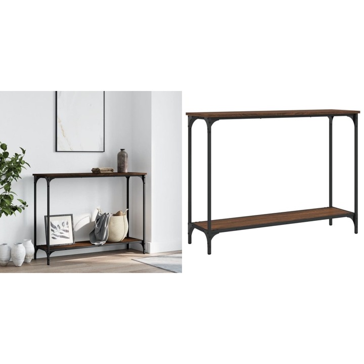 Masuta consola, stejar maro, 101x30, 5x75 cm, lemn prelucrat