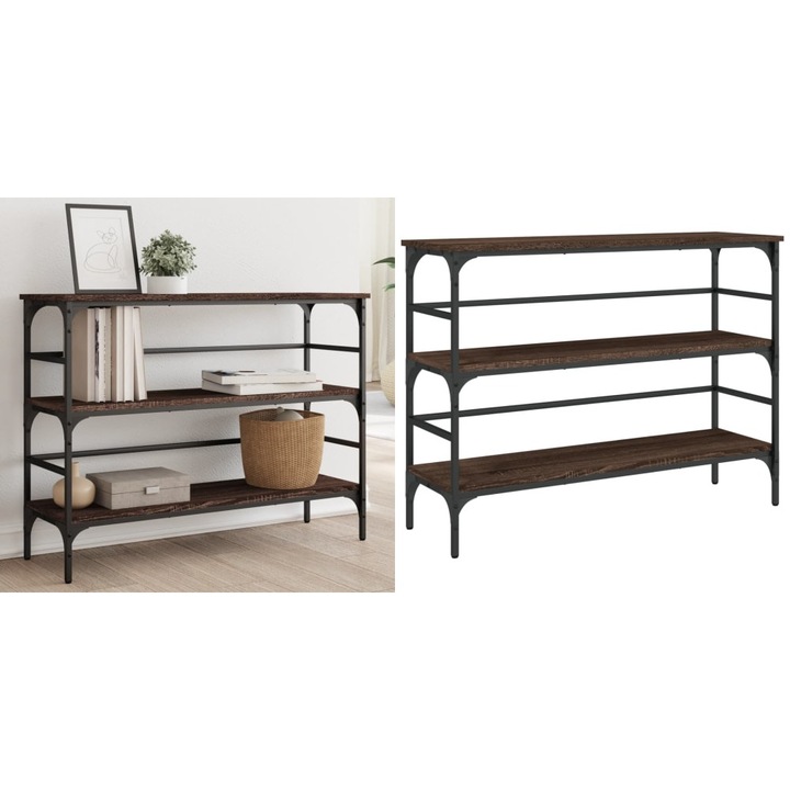 Masuta consola, stejar maro, 100x32x75 cm, lemn prelucrat