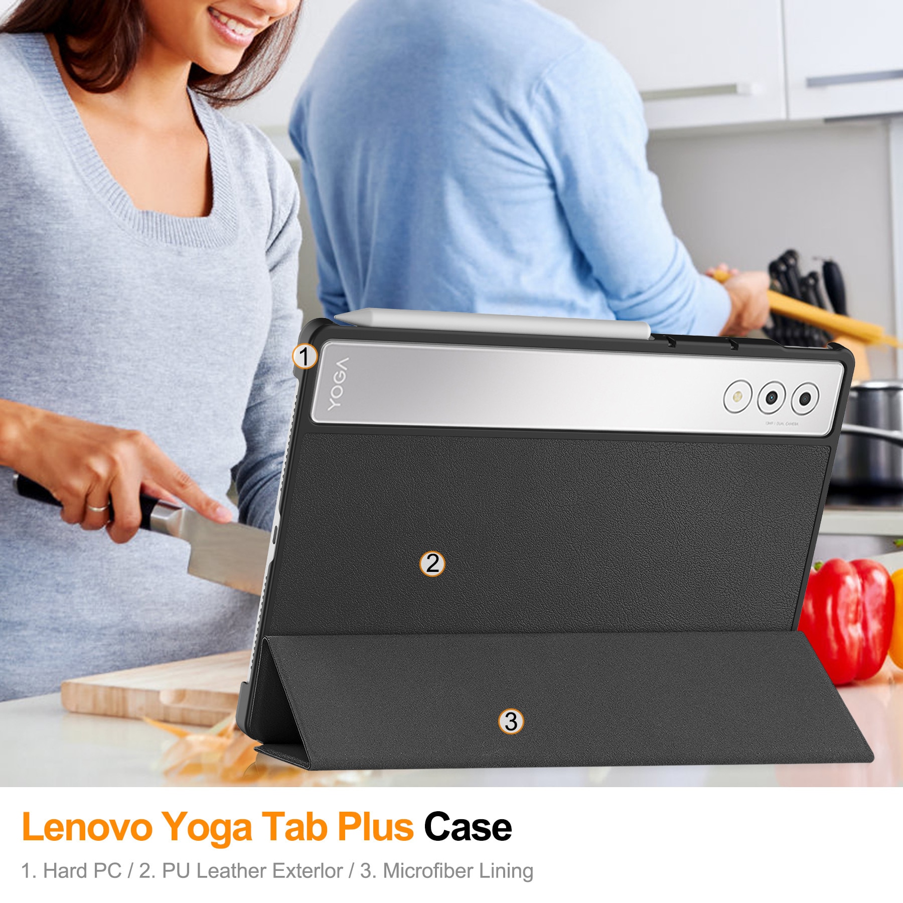 Husa pentru Lenovo Yoga Tab Plus 12.7 inch, gen2, Negru