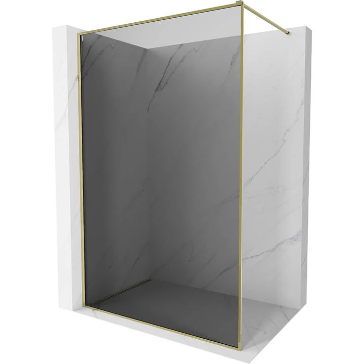 Mexen Kioto-XF Walk-in zuhanyfal kerettel 50 x 202 cm, grafit 10 mm, arany - 800-050-104-50-40-X