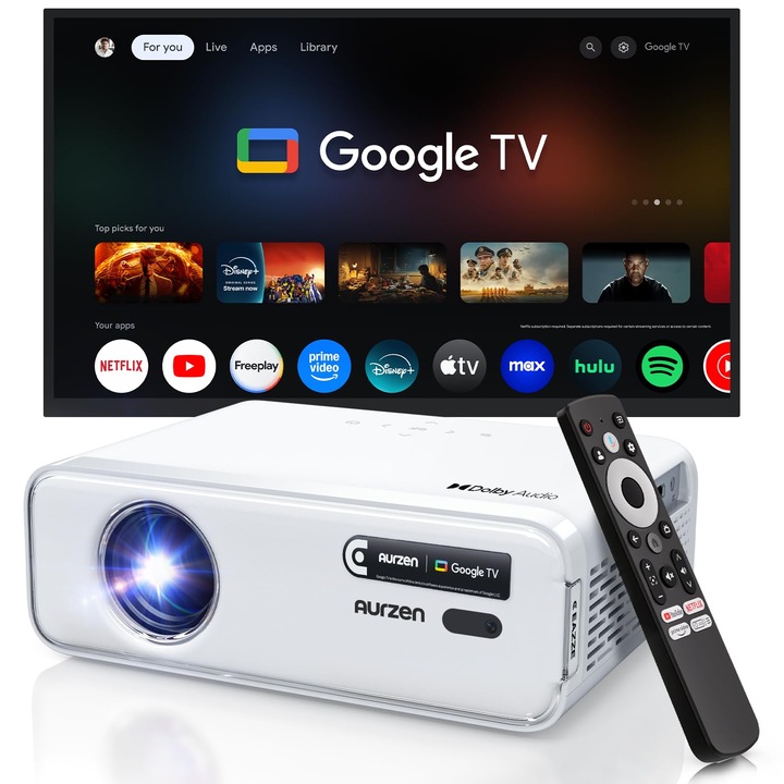 Проектор AURZEN Eazze D1G, 4K, Full HD 1080P, бял
