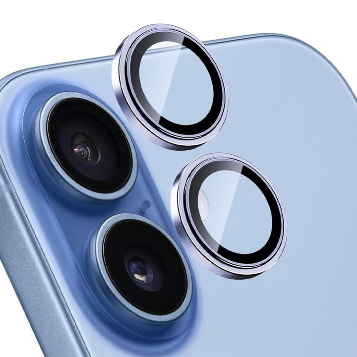 Lencsevédő Fólia Apple iPhone 17-hez, Törésálló, Fémes Bevonat, HD Edzett Üveg, Egyedi Védelem, Kék