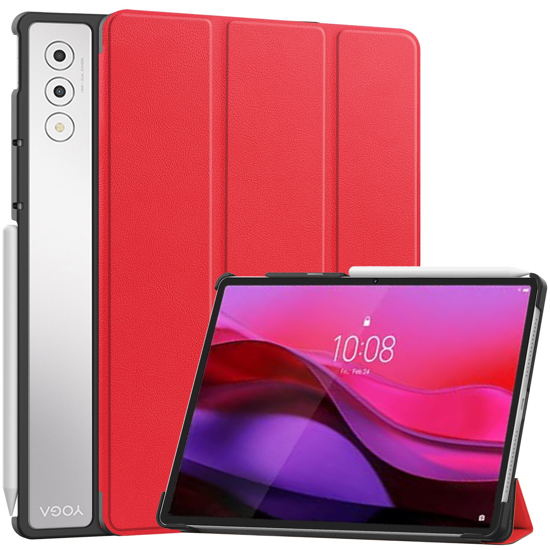 Husa tableta DDOLI Lenovo Yoga Tab Plus 12.7 inch, suport, inchidere magnetica, rosu