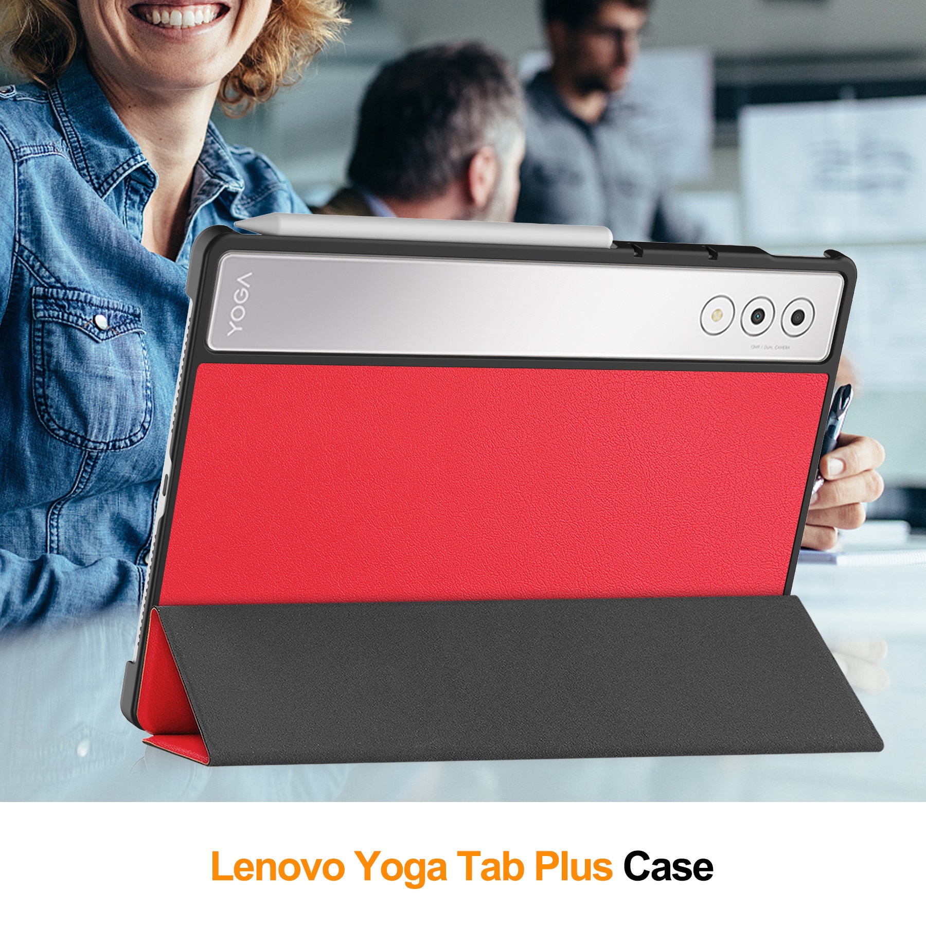 Husa tableta DDOLI Lenovo Yoga Tab Plus 12.7 inch, suport, inchidere magnetica, rosu