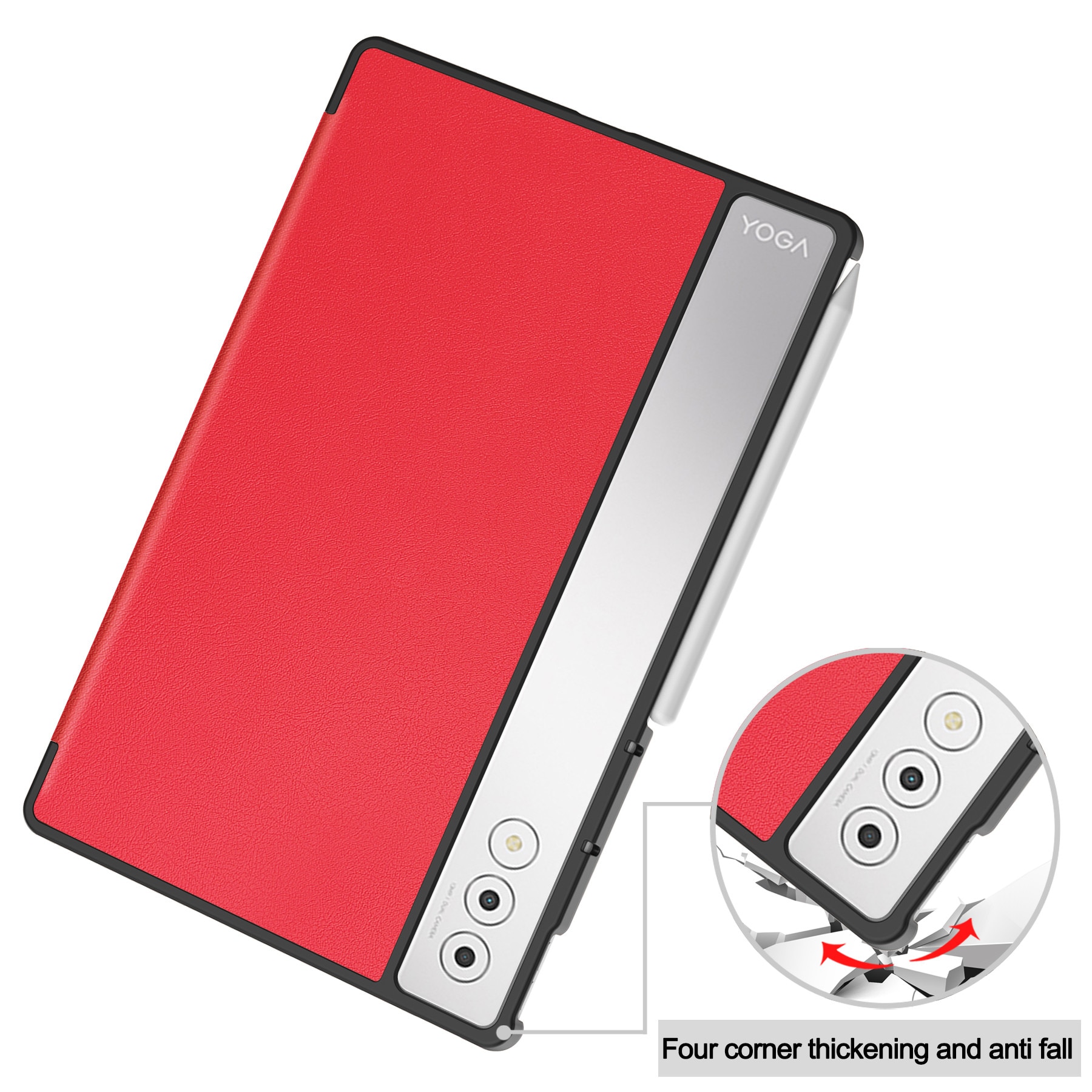 Husa tableta DDOLI Lenovo Yoga Tab Plus 12.7 inch, suport, inchidere magnetica, rosu