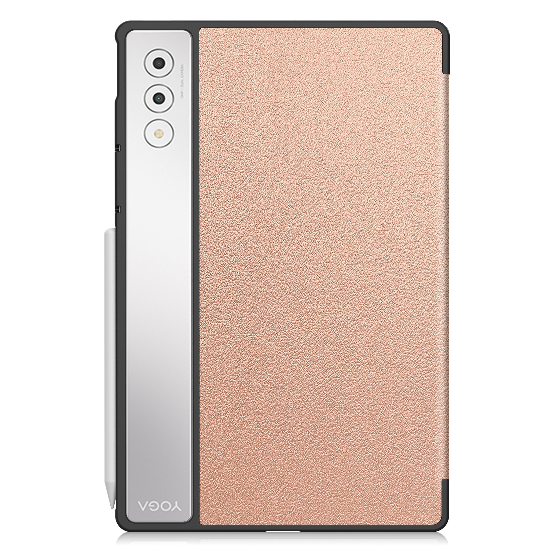 Husa tableta DDOLI, pentru Lenovo Yoga Tab Plus 12.7 inch, suport integrat, inchidere magnetica, Roz