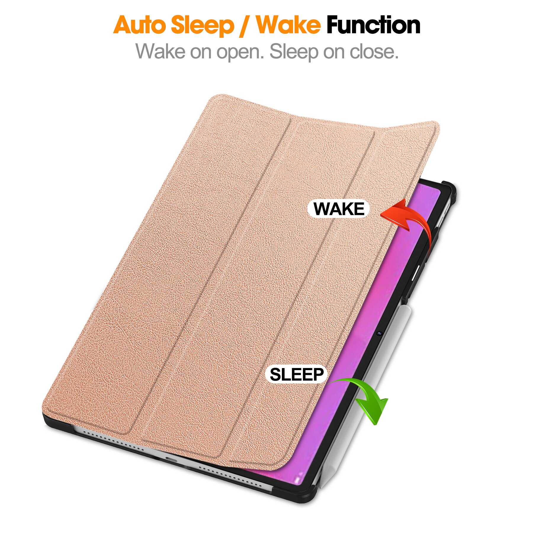 Husa tableta DDOLI, pentru Lenovo Yoga Tab Plus 12.7 inch, suport integrat, inchidere magnetica, Roz