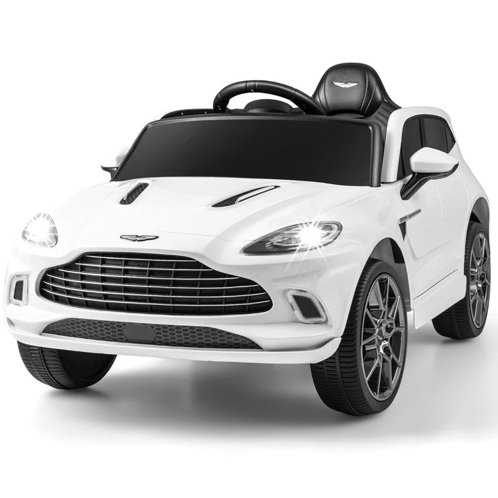 Masina pentru copii B2X Aston Martin DBX 12V cu telecomanda, alb, 106x62x51,5cm