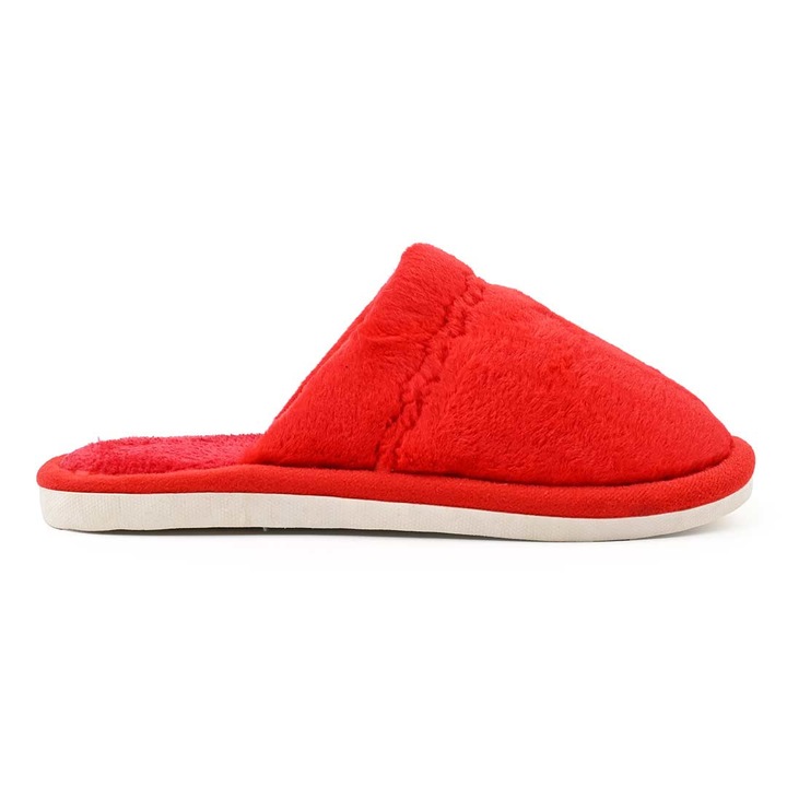 Papuci de casa Dama pufosi, PD1068, Rosu, 36-37
