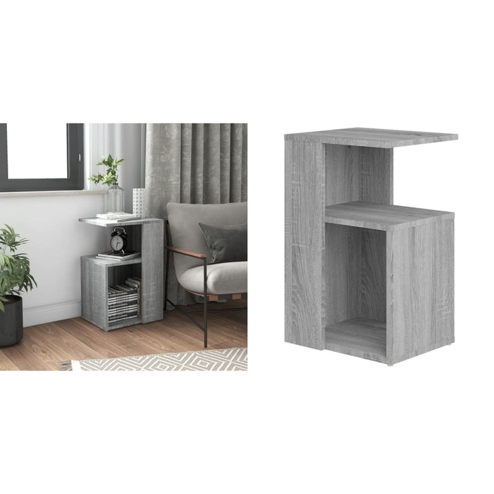 Masuta laterala, sonoma gri, 36x30x56 cm, lemn prelucrat