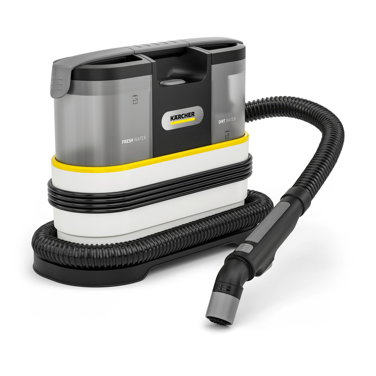 Aspirator cu spalare prin injectie-extractie Karcher SE 2 Spot Care, portabil si compact, sistem spray-extractie pentru pete dificile, rezervor 2 l, curata covoare, canapele, tapiterii si interior auto, igienizare rapida si eficienta