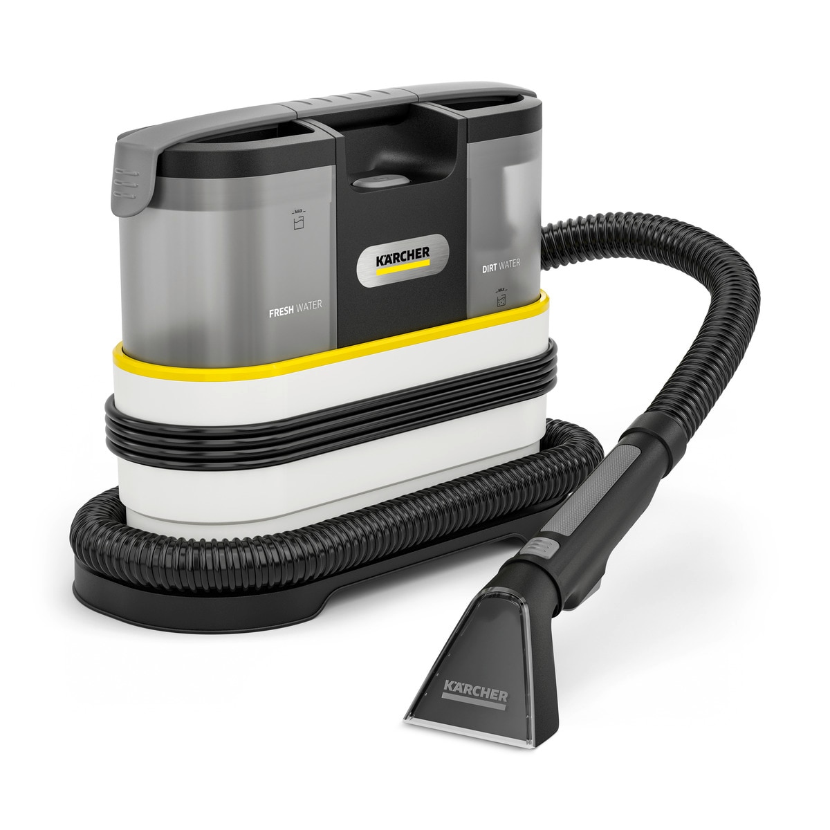 Aspirator cu spalare prin injectie-extractie Karcher SE 2 Spot Care, portabil si compact, sistem spray-extractie pentru pete dificile, rezervor 2 l, curata covoare, canapele, tapiterii si interior auto, igienizare rapida si eficienta