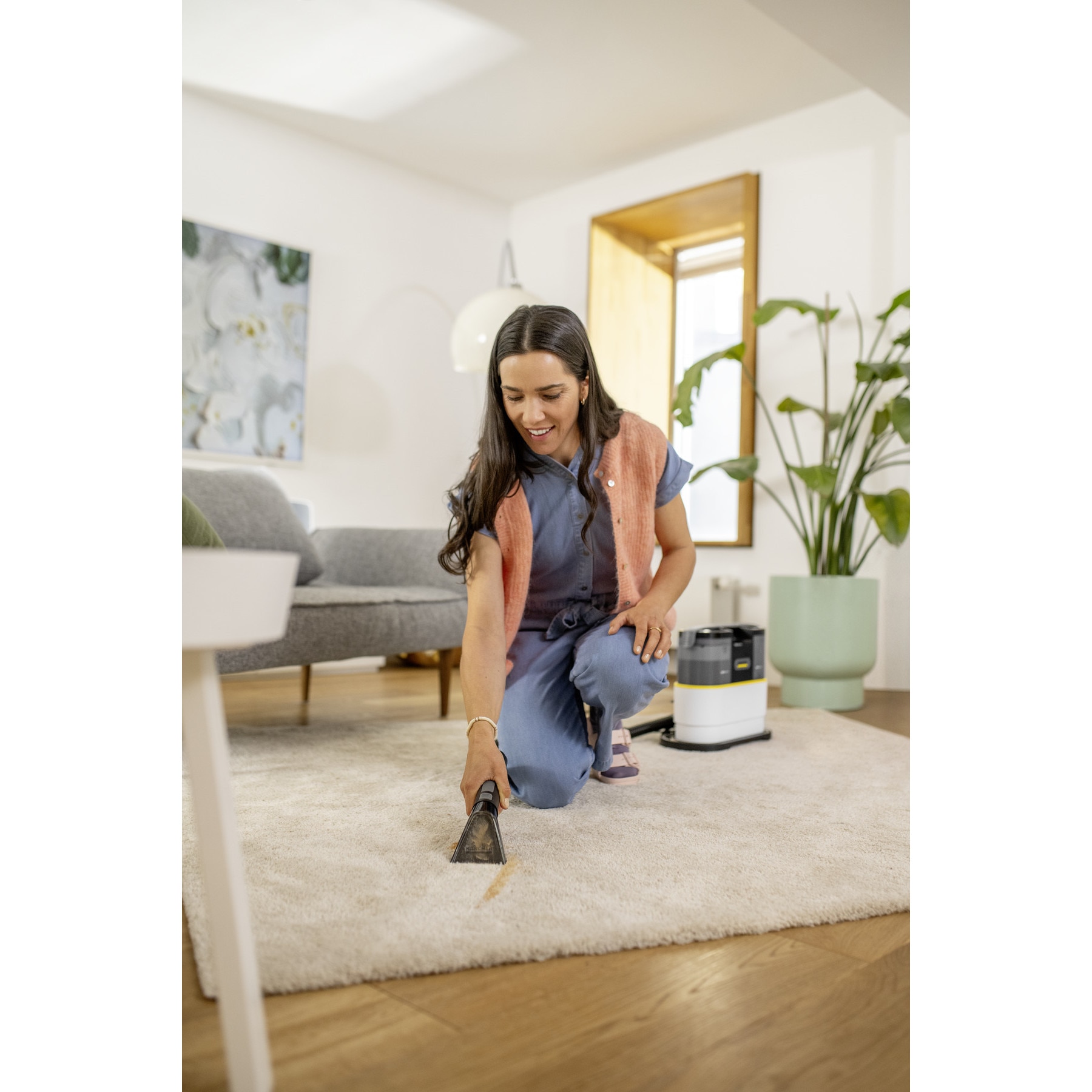 Aspirator cu spalare prin injectie-extractie Karcher SE 2 Spot Care, portabil si compact, sistem spray-extractie pentru pete dificile, rezervor 2 l, curata covoare, canapele, tapiterii si interior auto, igienizare rapida si eficienta