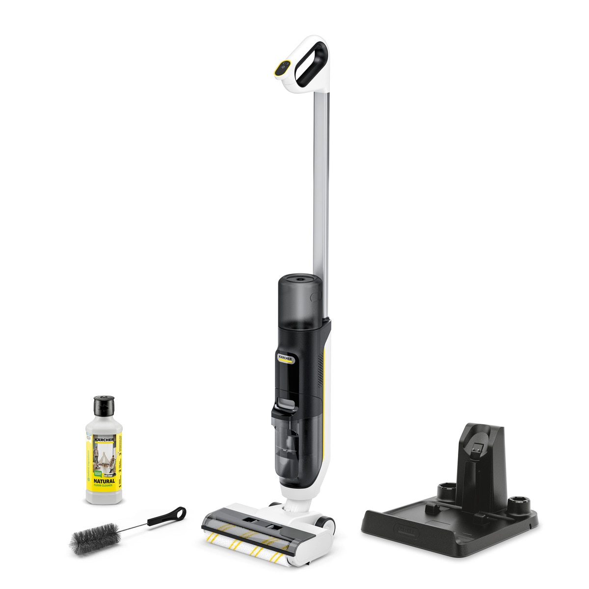 Aspirator vertical cu spalare Karcher FCV 3 Natural N, autonomie 20 min pe baterie, rezervor 350 ml apa curata, aspirare si spalare simultana, ideal pentru parchet, gresie si supra
