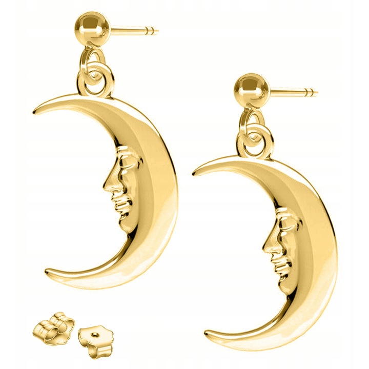 Cercei dama, Larezo, argint 925 placat cu aur 585, înălțime pandantiv 2 cm, set cu cutie pentru bijuterii