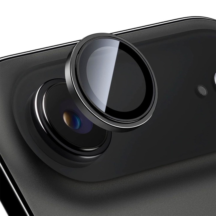 Lencsevédő Fólia Apple iPhone Air-hez, Törésálló, Fémes Bevonat, HD Edzett Üveg, Egyedi Védelem, Fekete