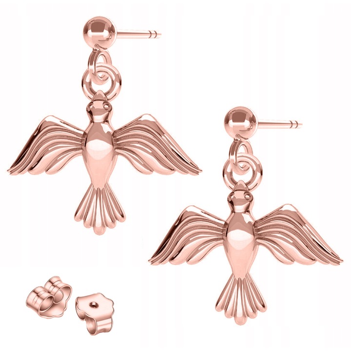 Cercei dama, Larezo, argint 925 acoperit cu roz 750, 14, 5cm, set cu cutie pentru bijuterii, roz