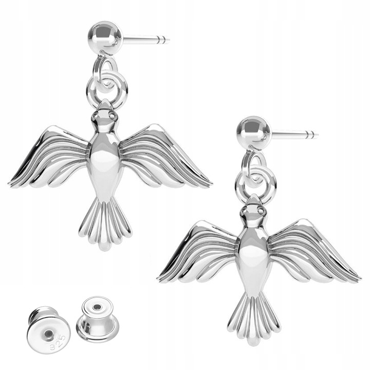 Cercei dama, Larezo, Pasari Jacute, argint 925, argintiu, set cu cutie pentru bijuterii