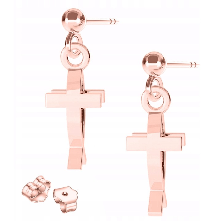 Cercei dama, Larezo, cruciulite, argint 925, roz, set cu cutie pentru bijuterii