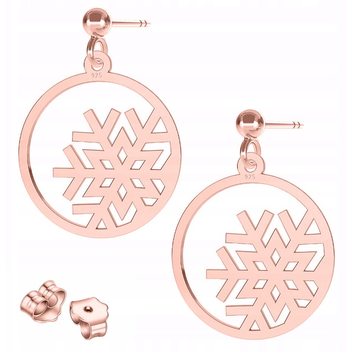 Cercei dama, Larezo, argint 925, acoperit cu roz, set cu cutie pentru bijuterii, roz