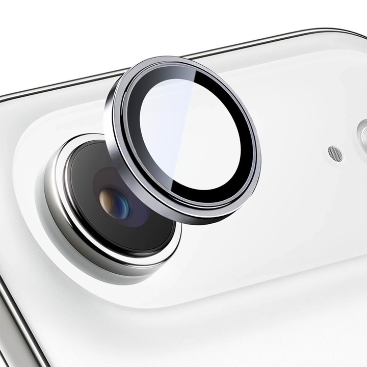 Lencsevédő fólia Apple iPhone Air-hez, törésálló, fémbevonatú, HD biztonsági üveg, egyedi védelem, ezüst