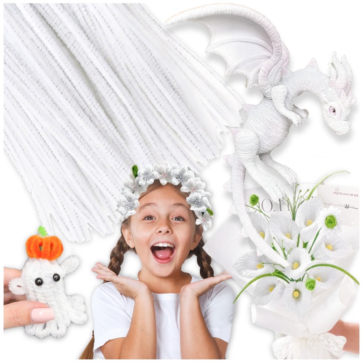 Bat de plus, 100 bucati, 30 cm, alb