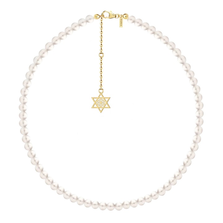 Colier Argint cu perle naturale de cultura mari Stea Auriu