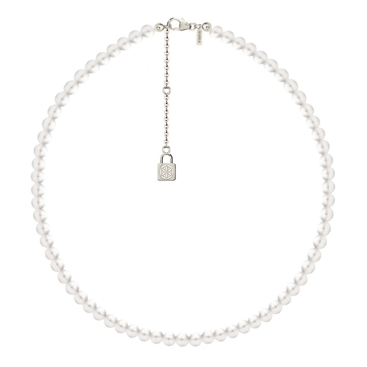 Colier Argint cu perle naturale de cultura mari Sigiliu Argintiu