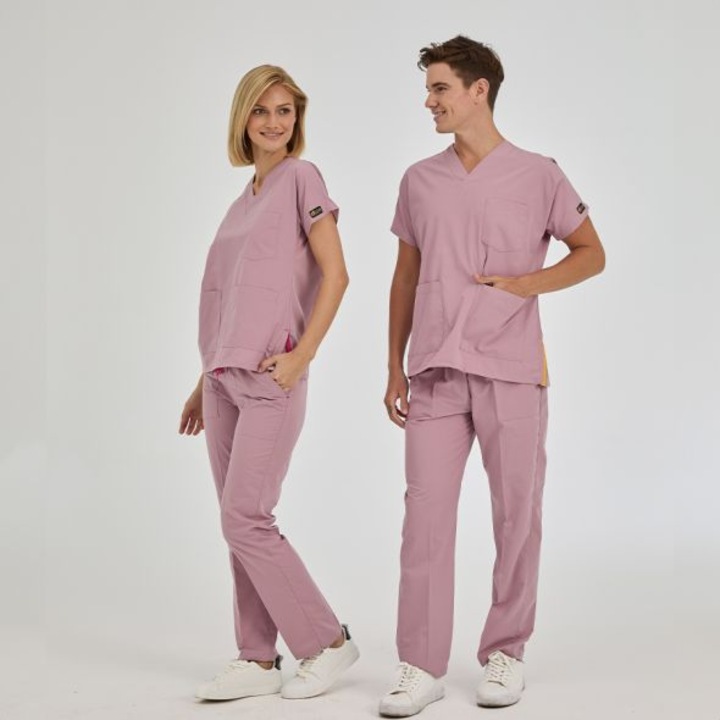 Costum medical, ÇİZGİ MEDİKAL, respirabil, Roz, 2XL