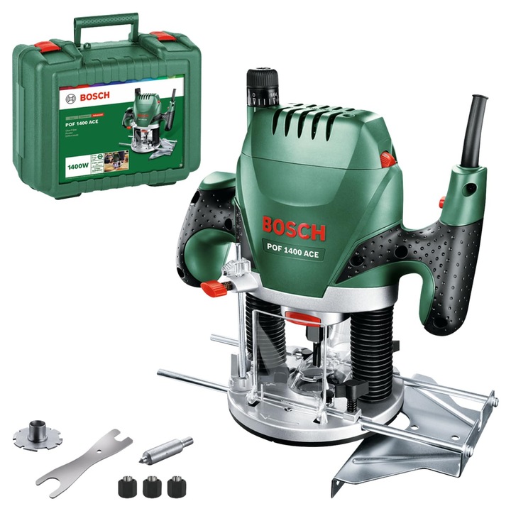 Bosch Pof 1400 Ace felsőmaró, 1400 W, 55 mm mélység, dobozban