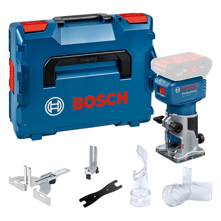 Bosch Professional GLF 18V-8 élmaró, párhuzamos csatlakozás, elszívó adapter, akkumulátoros