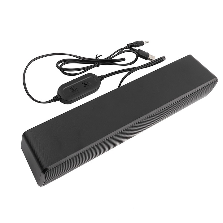 Bara de sunet Ejoyous, 2 canale, conectivitate USB, negru