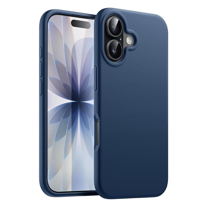 Силиконов защитен калъф с микрофибър за Apple iPhone 17, Прецизни изрези, Стилен противоплъзгащ дизайн, Син