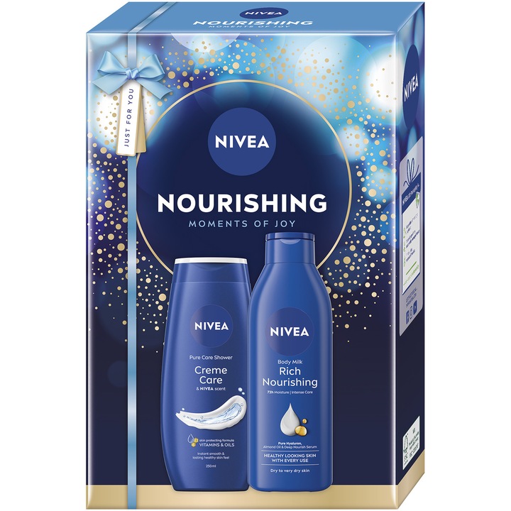 Készlet: NIVEA Creme Care tusfürdő, 250 ml + NIVEA Rich Nourishing testápoló tej, 250 ml