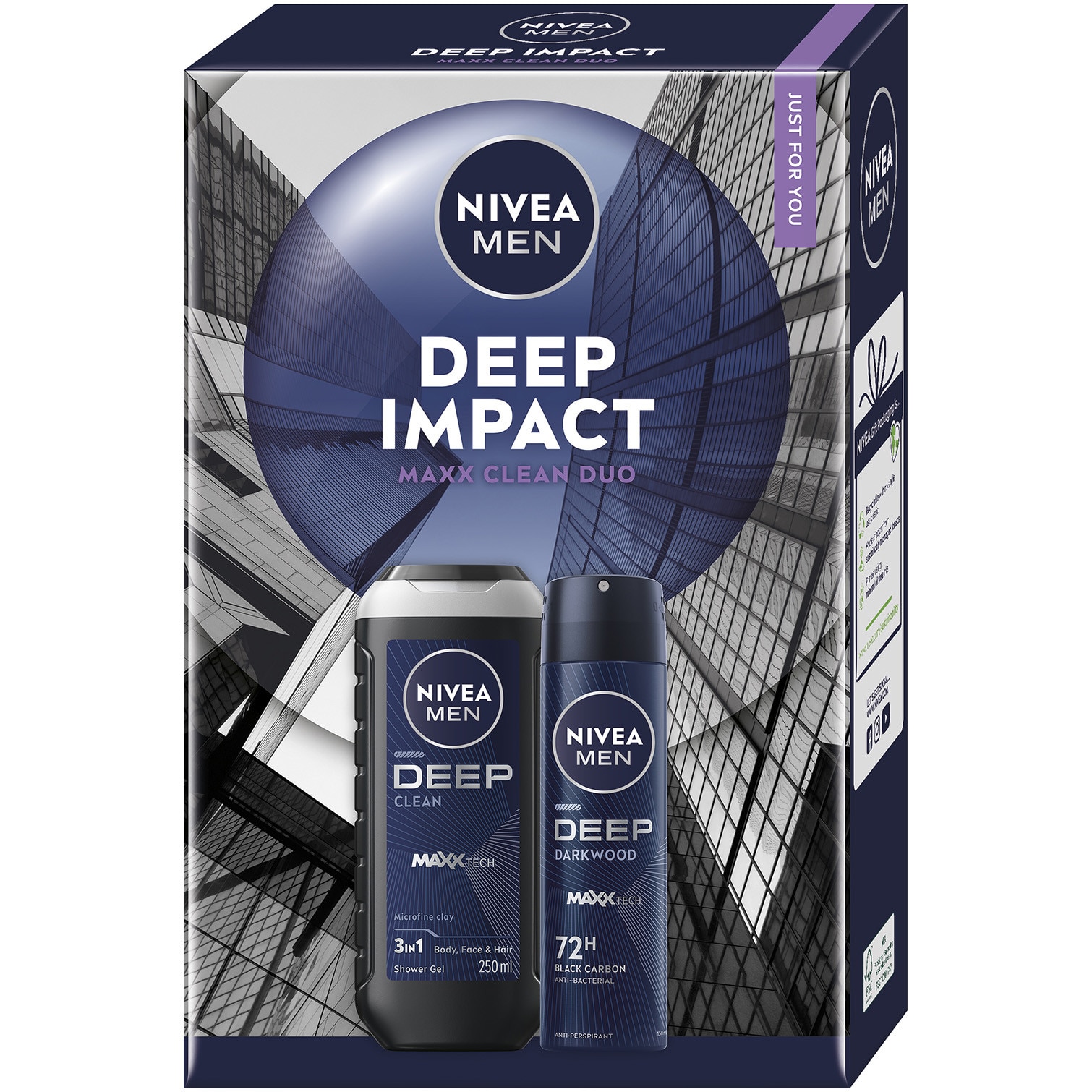 Pachet: 8 bucati x Set cadou Nivea Men Deep Trio Box: Sampon Nivea