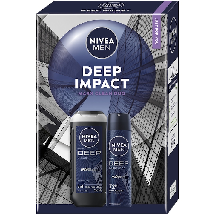 Комплект: Душ гел NIVEA MEN Deep 250 мл + Дезодорант спрей NIVEA MEN Deep 150 мл