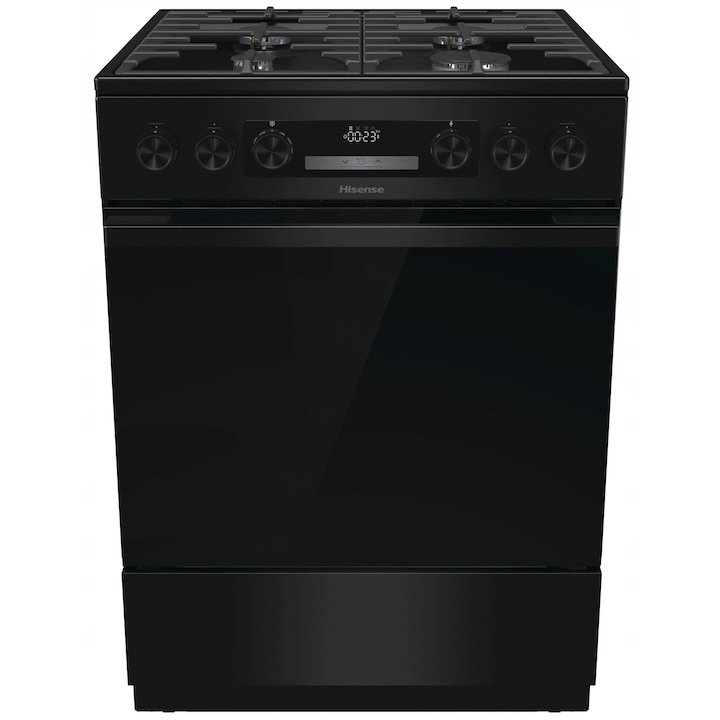Газова печка HISENSE HKS6D71BMPA, 60 см, черна, 16 функции, Air Fry, грил