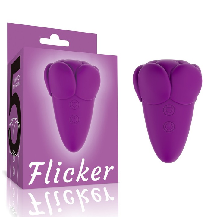 Акумулаторен вибратор Lovetoy Flicker, 5 програми на вибрация, 5 скорости на почукване, лилав