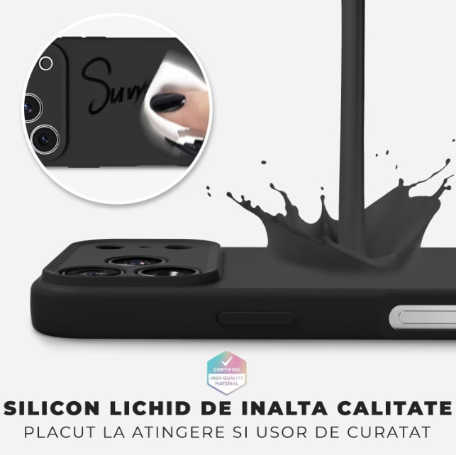 Husa telefon compatibila cu iPhone 17 Pro, Anti-Soc, Protectie camera, Microfibra interior ( catifea ), Margini Ridicate pentru Protectia Ecranului, Negru