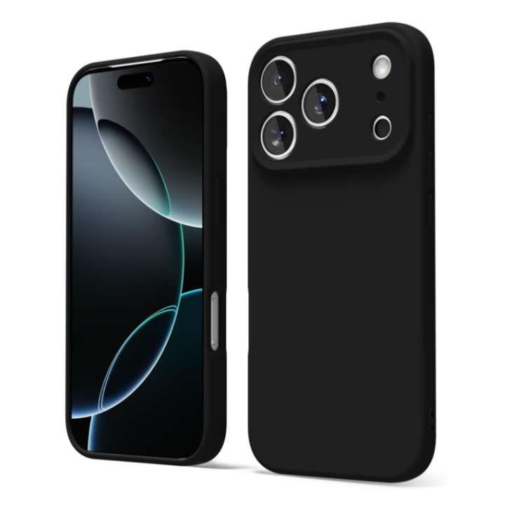 Husa telefon compatibila cu iPhone 17 Pro, Anti-Soc, Protectie camera, Microfibra interior ( catifea ), Margini Ridicate pentru Protectia Ecranului, Negru