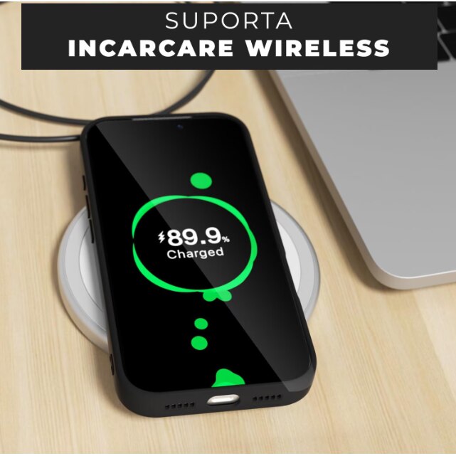 Husa telefon compatibila cu iPhone 17 Pro, Anti-Soc, Protectie camera, Microfibra interior ( catifea ), Margini Ridicate pentru Protectia Ecranului, Negru