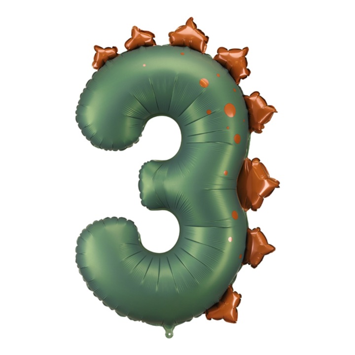 Balon folie cifra 3 Dinozaur (92 cm) verde inchis