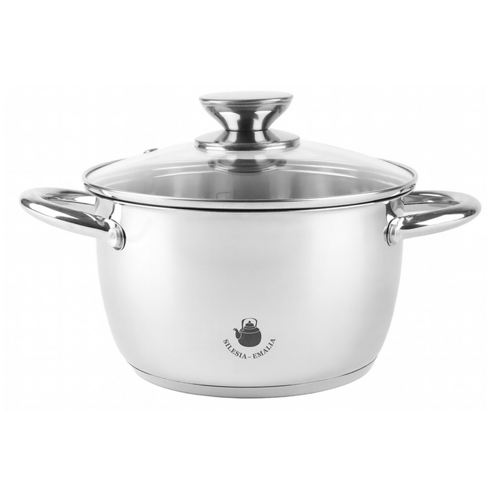 LEON rozsdamentes acél edény, 6,1L üvegfedővel és belső mérővel – indukciós, gáz, univerzális