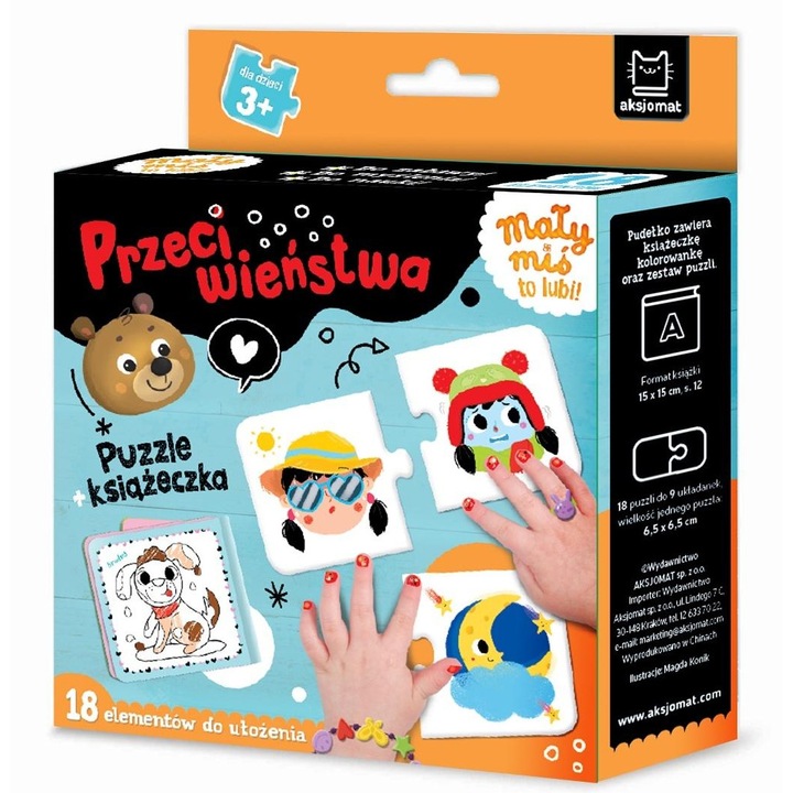 Puzzle educativ AKSJOMAT, set 9 perechi, multicolor, pentru copii peste 3 ani
