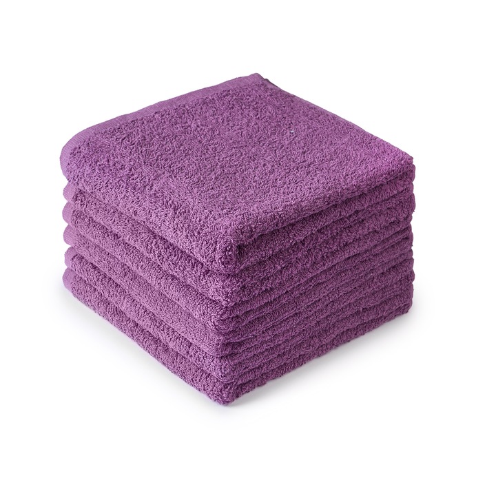 Set 6 Prosoape fata, Royal Home, bumbac 100%, Mov, 6x50x90cm, 400gr/mp