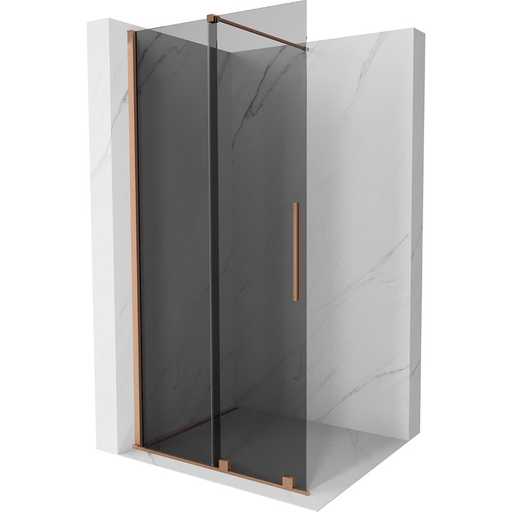 Mexen Velar perete dus extensibil Walk-in 70 x 200 cm, grafit 8 mm, cupru periat - 871-070-000-43-65