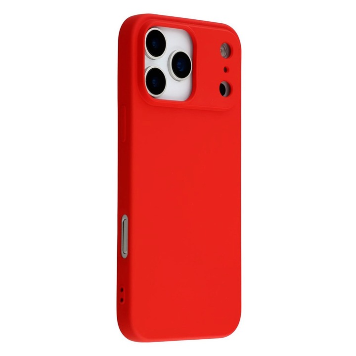 Силиконов защитен калъф с микрофибър за Apple iPhone 17 Pro Max, Прецизни изрези, Стилен противоплъзгащ дизайн, Червен
